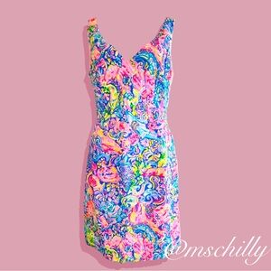 Lilly Pulitzer Shela Dress Pop Up 60 Animals Blue Pink Green Shift 0